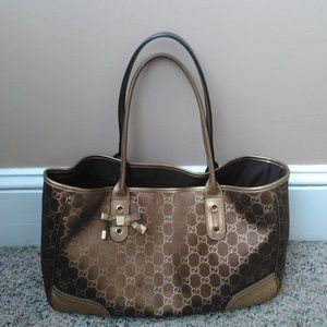 Gucci Beige/Gold GG Canvas Princy Medium Bag
